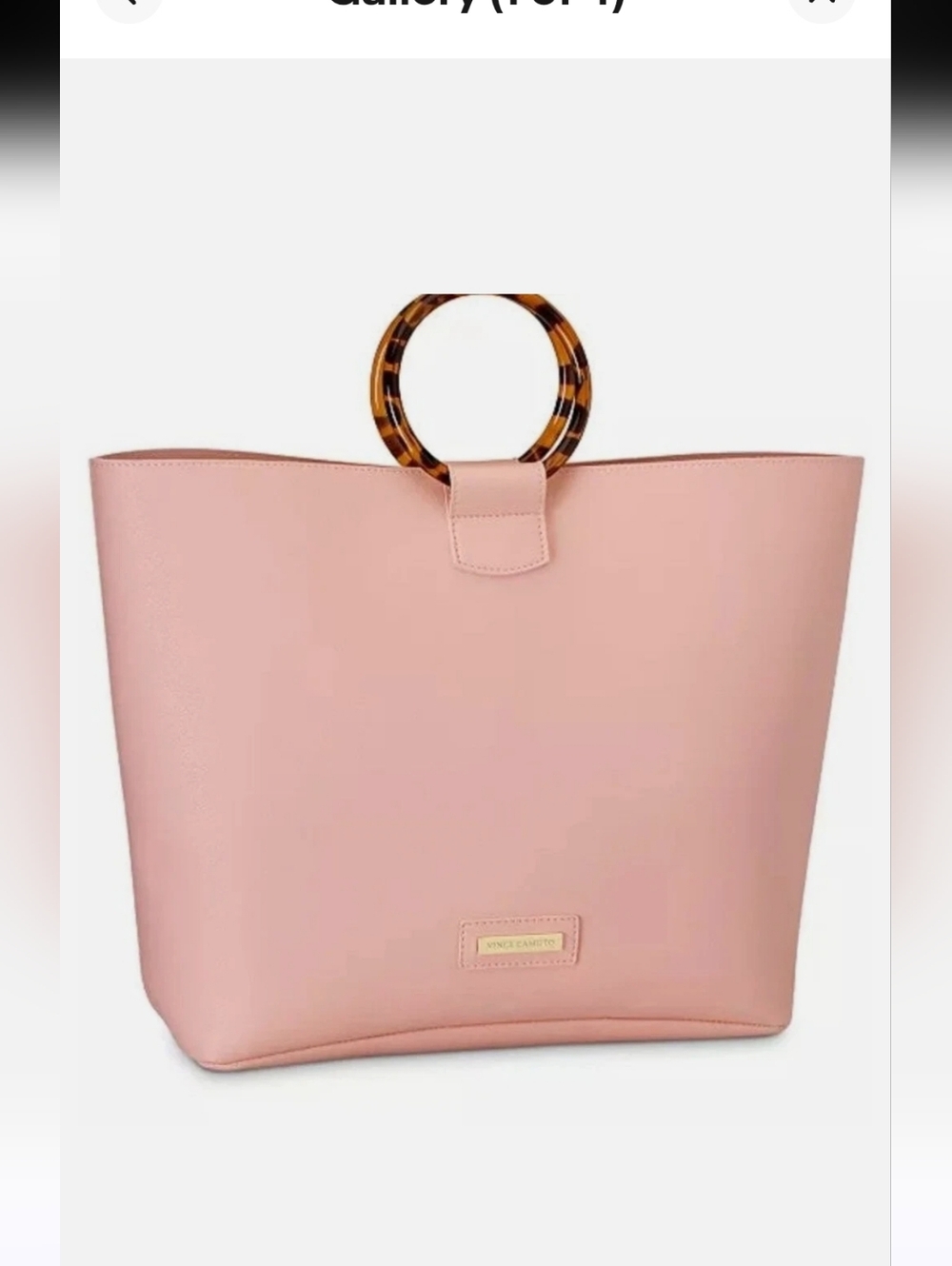 Vince Camuto Blush Pink Tote with Tortoise shell Ring Handles